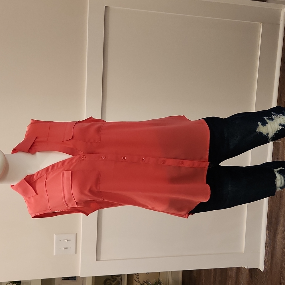 New York and Company Hot Pink Sleeveless Blouse